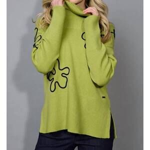 NEW PICADILLY floral embroidery sweater in leek